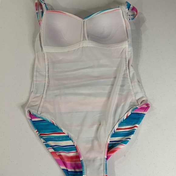 Niptuck Striped Swimsuit Blue, Pink & White Multi-fit Cups Ruched Women’s Size 6 - Picture 4 of 12